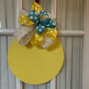 Yellow and Blue Polka Dot Party Decoration-sign is 12”